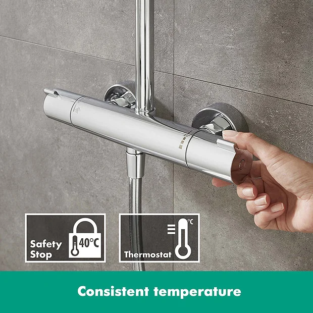 Hansgrohe Crometta S Showerpipe 240 1 Jet With Thermostatic Bath Mixer - Image 5