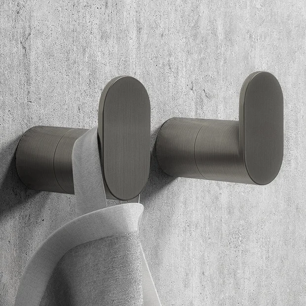 2 X Arezzo Gunmetal Grey Robe/Towel Hooks - Image 2
