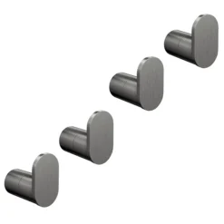 4 X Arezzo Gunmetal Grey Robe/Towel Hooks