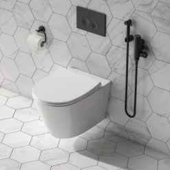 Arezzo Round Douche Thermostatic Bar Valve With Shower Spray Kit Matt Black