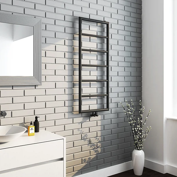 Arezzo Matt Black 1200 X 500 Ladder Heated Towel Rail - Image 4