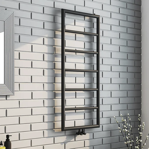 Arezzo Matt Black 1200 X 500 Ladder Heated Towel Rail - Image 2
