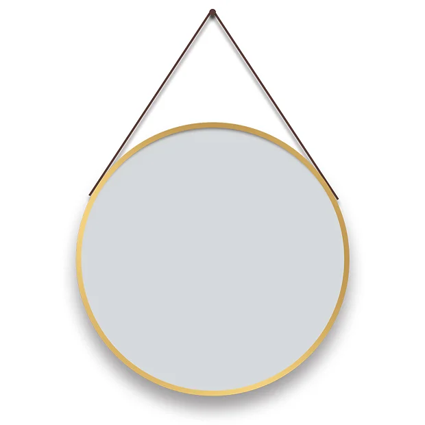 Arezzo Brushed Brass Hanging 600mm Round Bathroom Mirror - Image 3