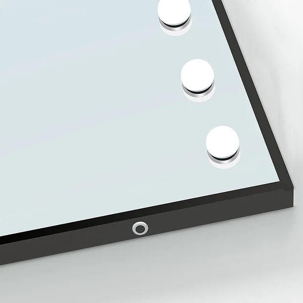 Arezzo Bulb Matt Black 500 X 700mm LED Illuminated Mirror With Motion Sensor + Anti-Fog