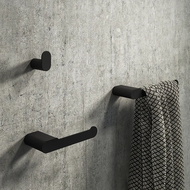 Arezzo Matt Black 3-Piece Bathroom Accessory Pack - Image 2