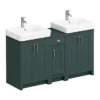Chatsworth Traditional Green Double Basin Vanity + Cupboard Combination Unit