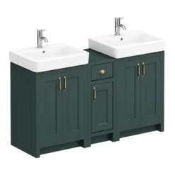 Chatsworth Traditional Green Double Basin Vanity + Cupboard Combination Unit