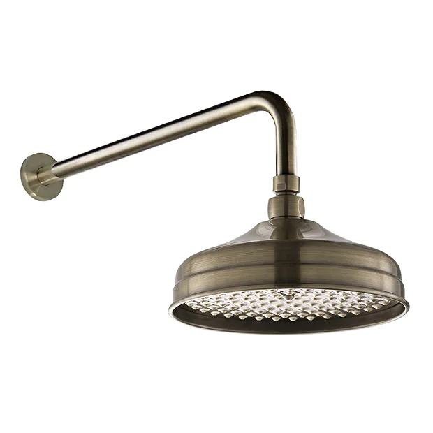 Chatsworth 1928 Antique Brass Traditional Shower With Concealed Valve, 8" Head + Handset - Image 5