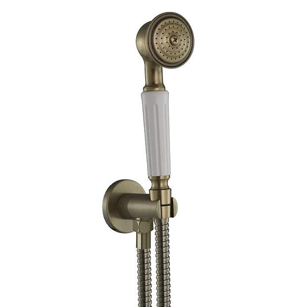 Chatsworth 1928 Antique Brass Traditional Shower With Concealed Valve, 8" Head + Handset - Image 6