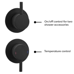 Arezzo Matt Black Concealed Individual Diverter + Thermostatic Control Shower Valve