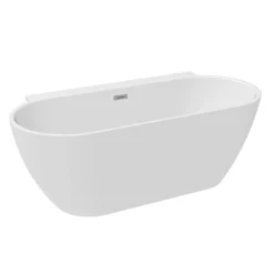 Mileto 1700 X 800 Curved Back To Wall Modern Bath With Chrome Waste