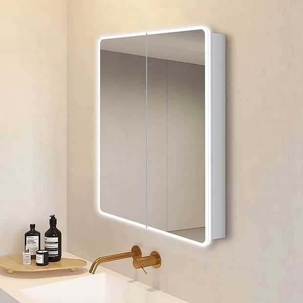 Toreno 700 X 650mm LED Illuminated 2-Door Mirror Cabinet With Motion Sensor, Shaving Socket & Anti-Fog - Image 2