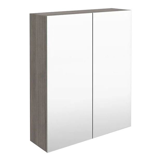 Brooklyn 600mm Grey Avola Bathroom Mirror Cabinet - 2 Door - Image 2