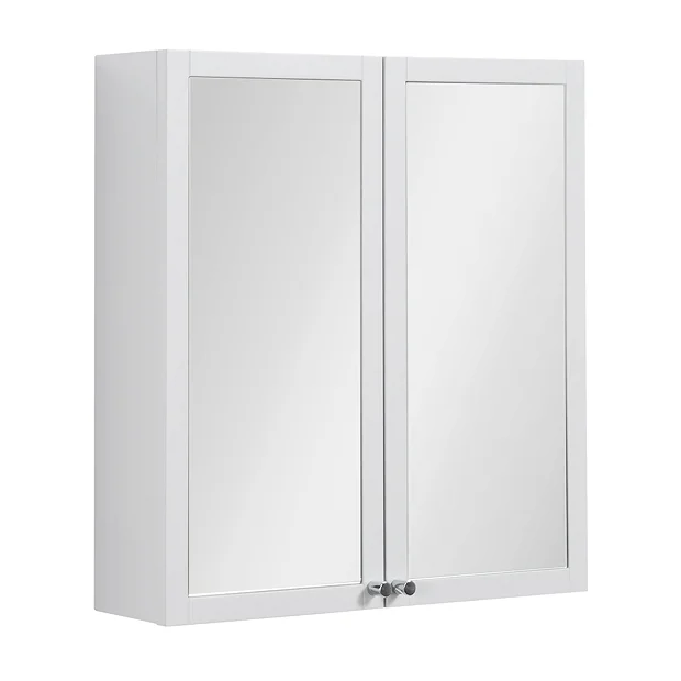 Montrose 600mm White Mirrored Cabinet With Chrome Handles - Image 2
