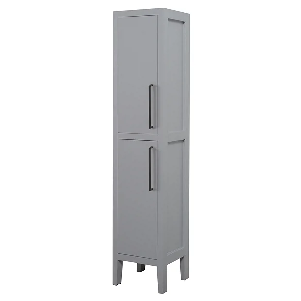 Montrose Dove Grey Tall Storage Unit With Matt Black Handles - Image 2