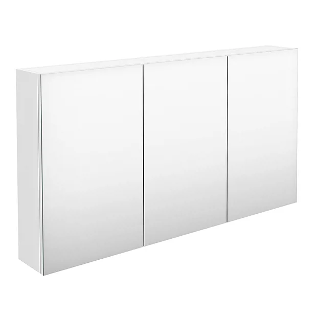 Hudson Reed 1350mm White Gloss 3 Door Mirror Cabinet - Image 2