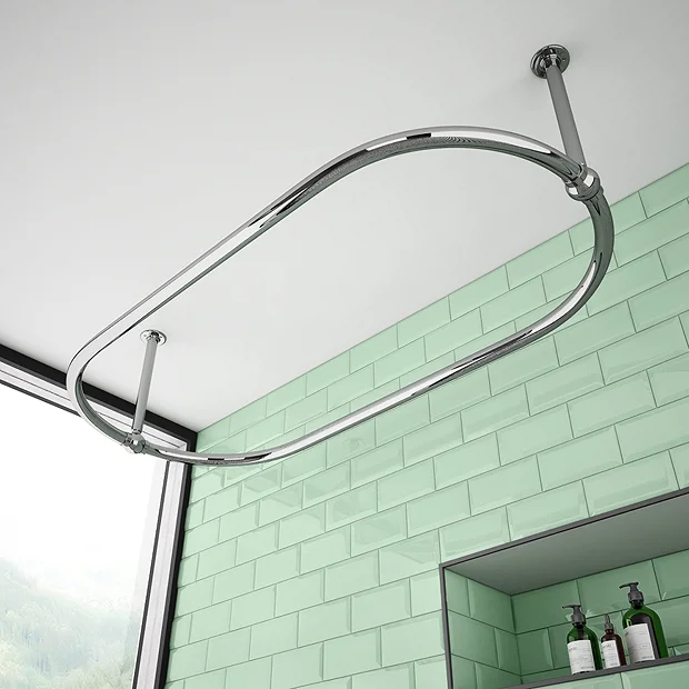 Chatsworth Traditional 1500 X 700mm Chrome Oval Shower Curtain Rail - Image 2