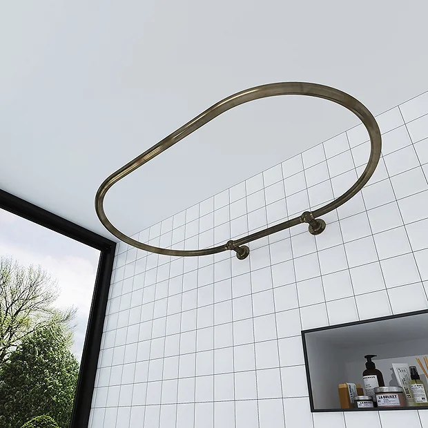 Chatsworth Traditional 1200 X 815mm Antique Brass Oval Shower Curtain Rail - Image 2