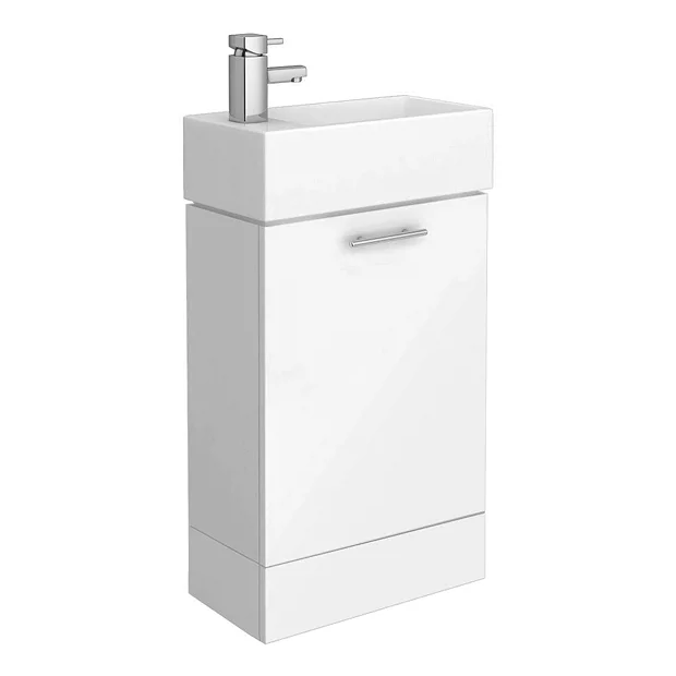 Cubix High Gloss White Vanity Unit Inc Ceramic Basin W480 X D230mm - Image 2