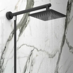 Monza Matt Black Waterfall Bath Shower Mixer Tap Inc. Overhead Rainfall Shower Head